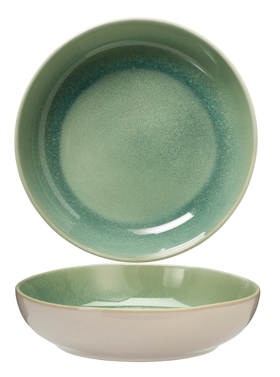 Cookinglife Dybe Tallerkener / Pastatallerkener Serene Green ø 23 cm - Stentøj - 4 Stykker