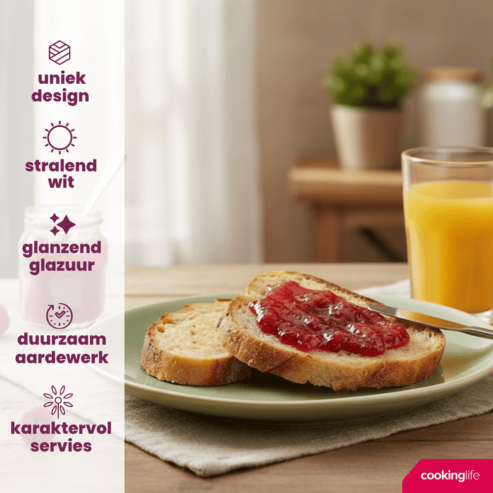 Cookinglife Morgenmadstallerkener / Desserttallerkener Serene Green ø 20 cm - Stentøj - 4 stk.