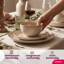 Cookinglife Serviesset Serene Sand 12-delig / 4 personer - 4 middagstallerkener, 4 morgenmadstallerkener og 4 skåle