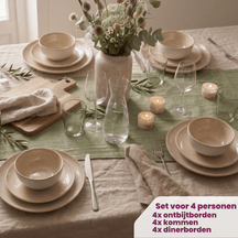 Cookinglife Serviesset Serene Sand 12-delig / 4 personer - 4 middagstallerkener, 4 morgenmadstallerkener og 4 skåle