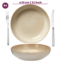 Cookinglife Dybe Tallerkener / Pastatallerkener Serene Sand ø 23 cm - Stentøj - 4 stk.