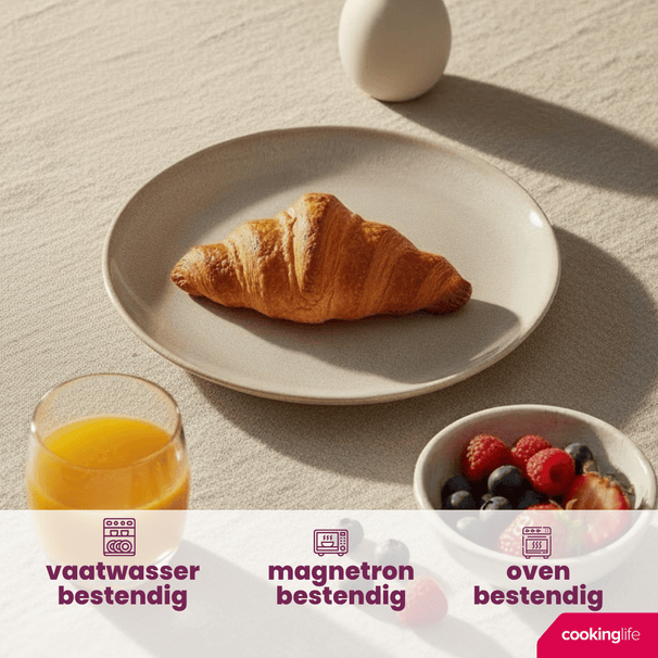 Cookinglife Morgenmadstallerkener / Desserttallerkener Serene Sand ø 20 cm - Stentøj - 4 stk.
