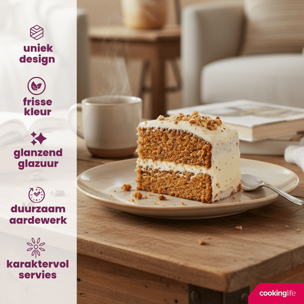 Cookinglife Morgenmadstallerkener / Desserttallerkener Serene Sand ø 20 cm - Stentøj - 4 stk.