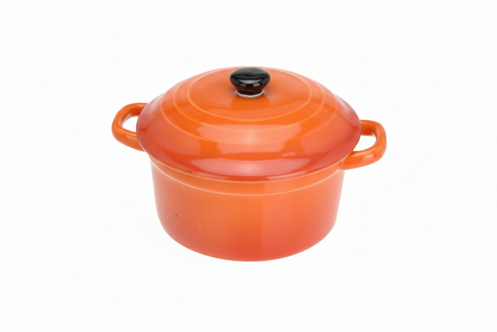 Cookinglife Serveringspande med låg Orange - Porcelæn - ø 10 cm / 300 ml