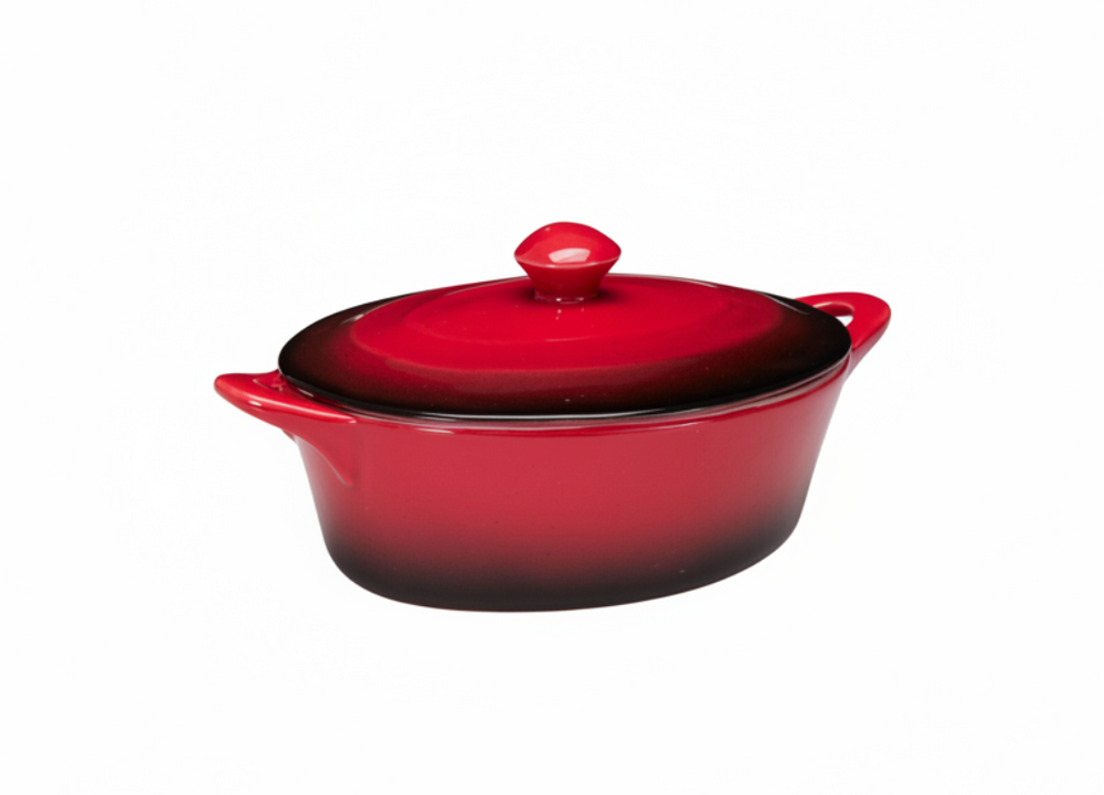 Cookinglife Serveringspande med låg Rød - Porcelæn - 16.5 x 9 cm / 600 ml