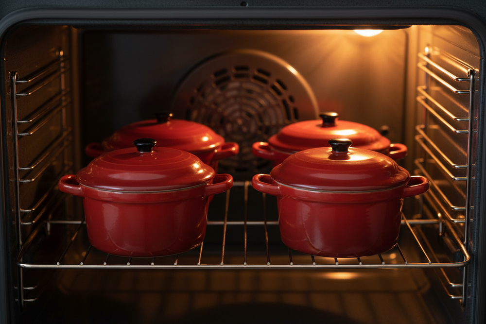 Cookinglife Serveerpannetje med deksel Rød - Porselein - ø 10 cm / 300 ml