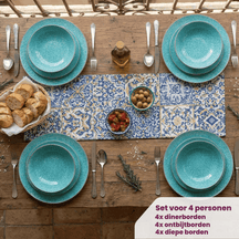 Cookinglife Serviesset Bali Porselein 12-delig / 4 personer - 4 middagstallerkener, 4 morgenmadstallerkener og 4 dybe tallerkener