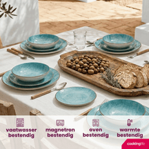 Cookinglife Serviesset Denim Ibiza Porselein 24-delig / 8 personer - 8 dinerborden, 8 ontbijtborden og 8 dybe boller