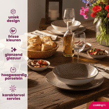 Cookinglife Serviesset Marrakech Porselein 12-delig / 4 personer - 4 middagstallerkener, 4 morgenmadstallerkener og 4 dybe tallerkener