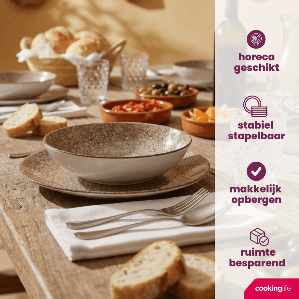 Cookinglife Serviesset Marrakech Porselein 12-delig / 4 personer - 4 middagstallerkener, 4 morgenmadstallerkener og 4 dybe tallerkener