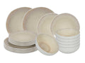 Cookinglife Serviesset Nola Sand reactive glasur 18-delt / 6 personer - 6 middagstallerkener, 6 morgenmadstallerkener og 6 skåle