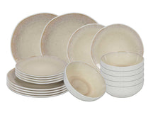 Cookinglife Serviesset Nola Sand reactive glasur 18-delt / 6 personer - 6 middagstallerkener, 6 morgenmadstallerkener og 6 skåle