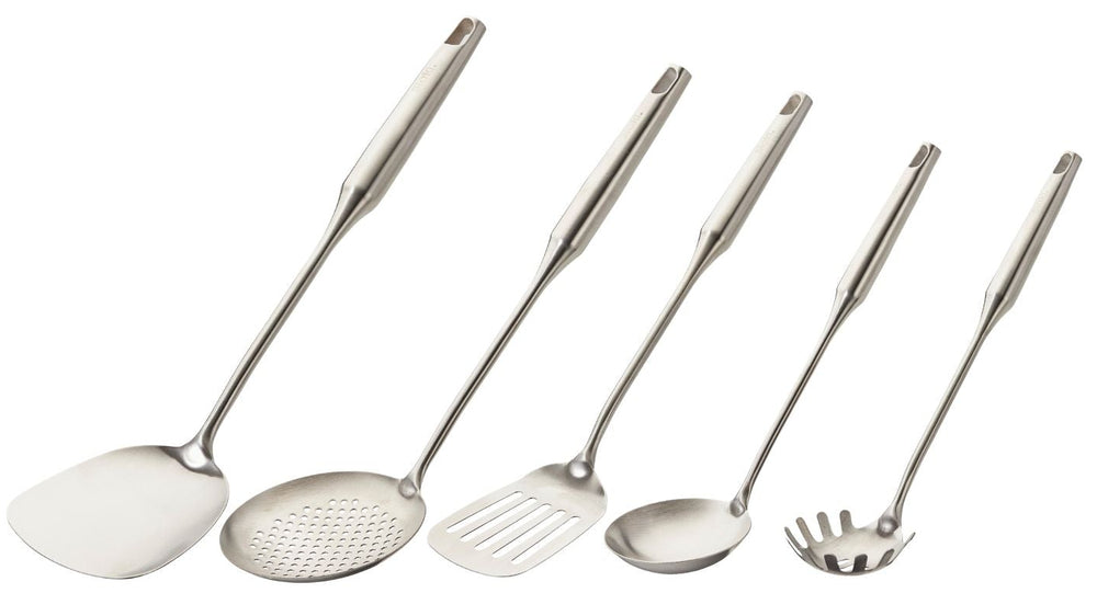 Cookinglife Spatelset ProLine RVS - Køkkenredskabssæt - 5-delt - Stegeske, spatel, spaghettiske, suppeske &amp; skumspatel
