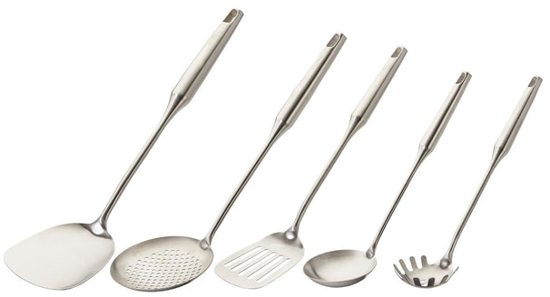 Cookinglife Spatelset ProLine RVS - Køkkenredskabssæt - 5-delt - Stegeske, spatel, spaghettiske, suppeske & skumspatel
