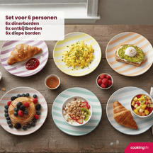 Cookinglife Serviesset Spring Vibes 18-delig / 6 personer - 6 middagstallerkener, 6 morgenmadstallerkener og 6 dybe tallerkener