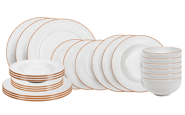 Cookinglife Serviesset Stratton 24-delig / 6 personer - 6 dinerborden, 6 ontbijtborden, 6 diepe borden og 6 skåle