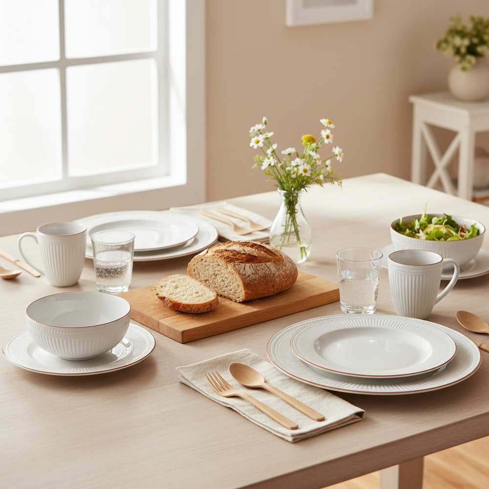 Cookinglife Serviesset Stratton 30-delig / 6 personer - 6 dinerborden, 6 ontbijtborden, 6 diepe borden, 6 kommen og 6 mokker