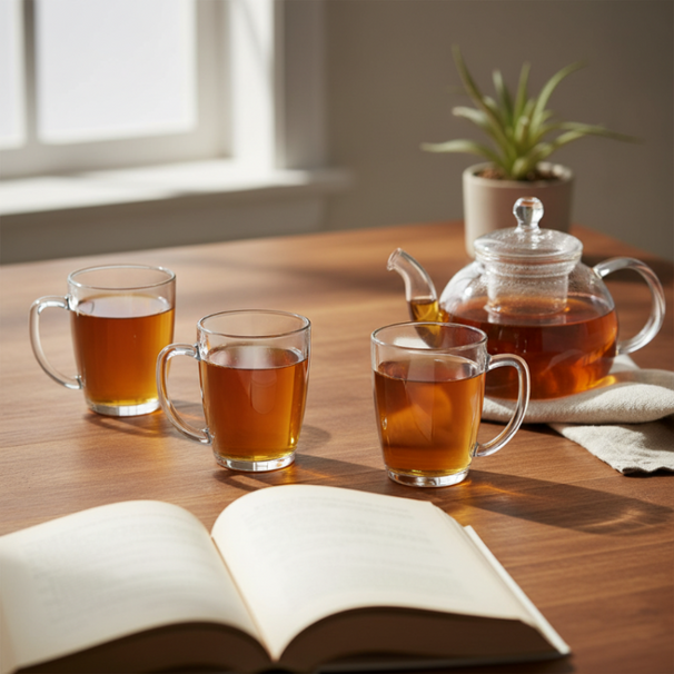 Cookinglife Theeglazen 400 ml Hittebestendig - Set af 4 Klart Glas