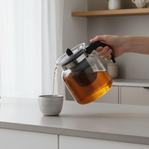 Cookinglife Teapot Borosilicaat Glas 1.5 Liter - med Plastisk Teefilter