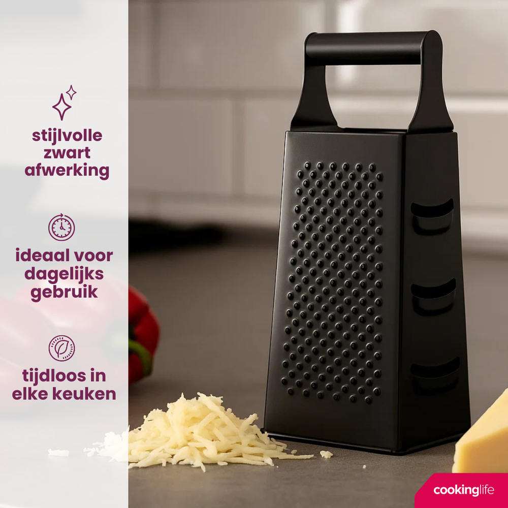 Cookinglife Torenrasp - Rasp Vierzijdig - Sort - 8 x 11 x 24 cm