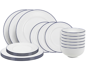 Cookinglife Serviesset Whitmore 18-delig / 6 personer - 6 dinerborden, 6 ontbijtborden og 6 skåle