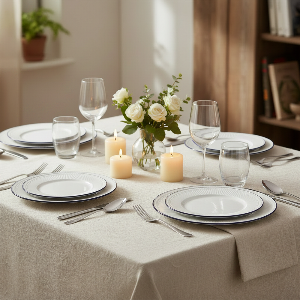 Cookinglife Serviesset Whitmore 18-delig / 6 personer - 6 dinerborden, 6 ontbijtborden og 6 skåle