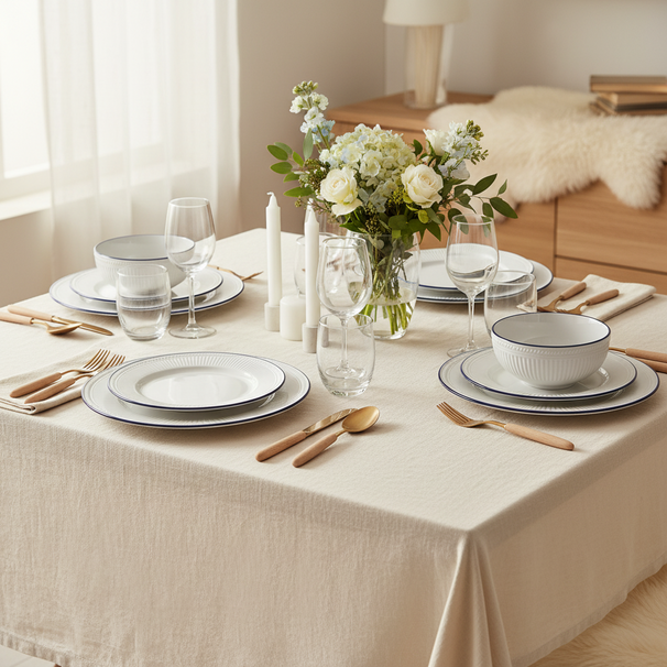 Cookinglife Serviesset Whitmore 18-delig / 6 personer - 6 dinerborden, 6 ontbijtborden og 6 skåle