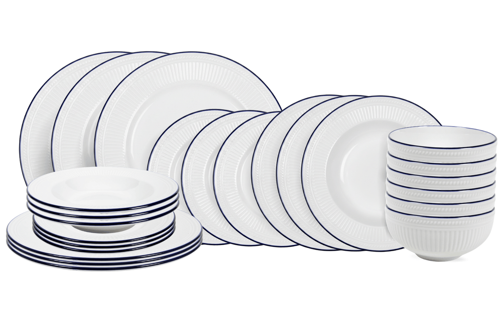 Cookinglife Serviesset Whitmore 24-delig / 6 personer - 6 dinerborde, 6 morgenborde, 6 dybe boller og 6 skåle