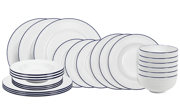Cookinglife Serviesset Whitmore 24-delig / 6 personer - 6 dinerborde, 6 morgenborde, 6 dybe boller og 6 skåle