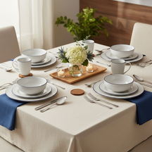 Cookinglife Serviesset Whitmore 30-delig / 6 personer - 6 middagstallerkener, 6 morgenmadstallerkener, 6 dybe tallerkener, 6 skåle og 6 krus