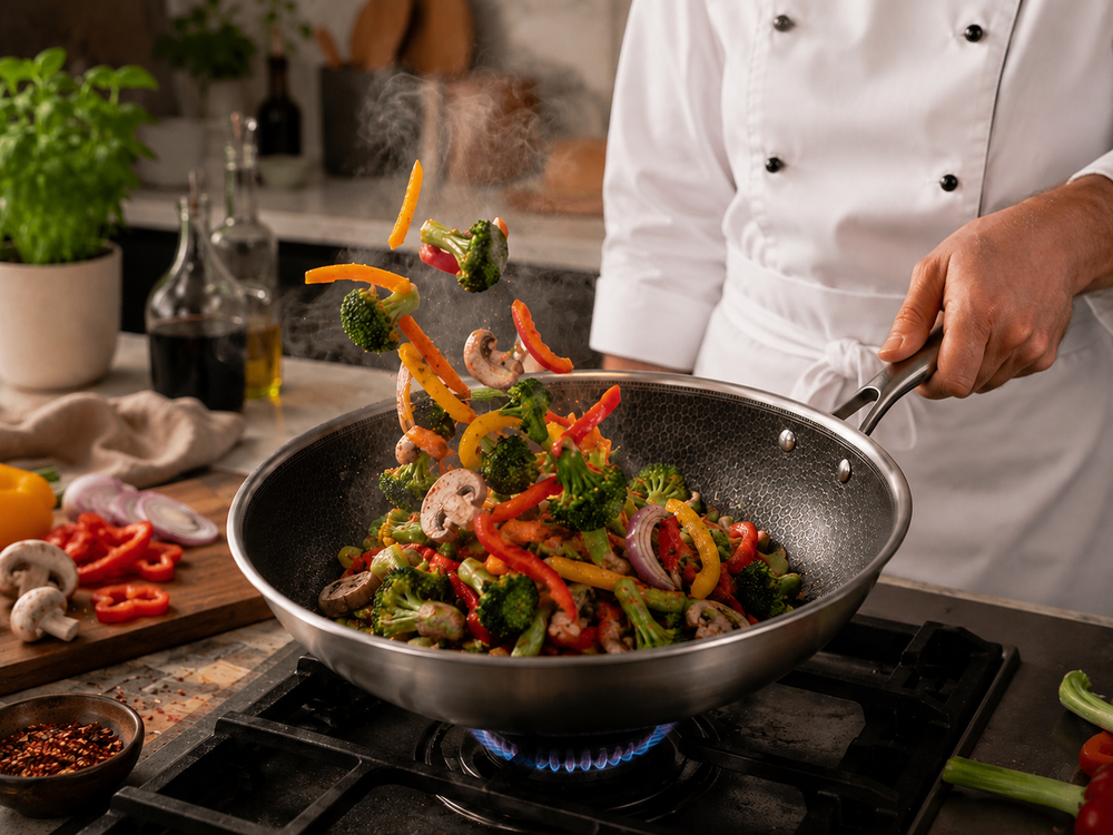 Cookinglife Wokpan HexaCook - Hybride Pan ø 28 cm - NON STICK - egnet til alle varmekilder - keramisk non-stick belægning