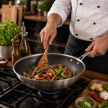 Cookinglife Pannenset HexaCook - Hybride Pan 3-delig - Wokpan ø 28 cm + Koekenpan ø 24 & 28 cm - NON STICK - geschikt voor alle warmtebronnen - keramische anti-aanbaklaag
