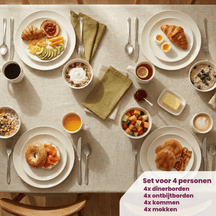 Cookinglife Serviesset Aardewerk Hvid 16-delt / 4 personer - 4 middagstallerkener, 4 morgenmadstallerkener, 4 skåle og 4 krus
