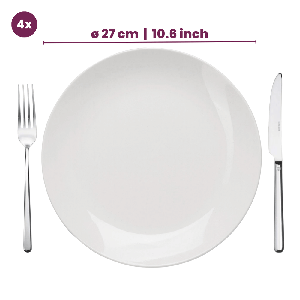 Cookinglife Serviesset Aardewerk Hvid 16-delt / 4 personer - 4 middagstallerkener, 4 morgenmadstallerkener, 4 skåle og 4 krus