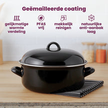 Cookinglife Braadpan med deksel - Emaille - Cooking - ø 22 cm / 2 Liter - geëmailleerde anti-aanbaklaag