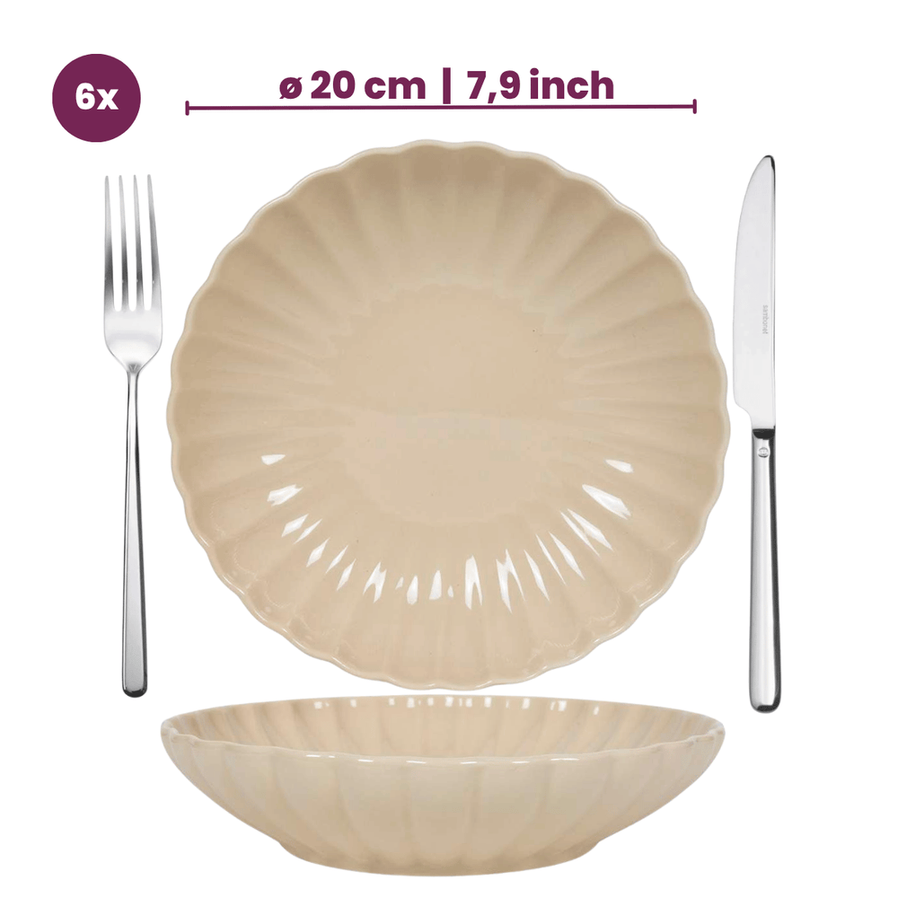 Cookinglife Dybe Tallerkener / Pastatallerkener Cardida Beige ø 20 cm - 6 Styk