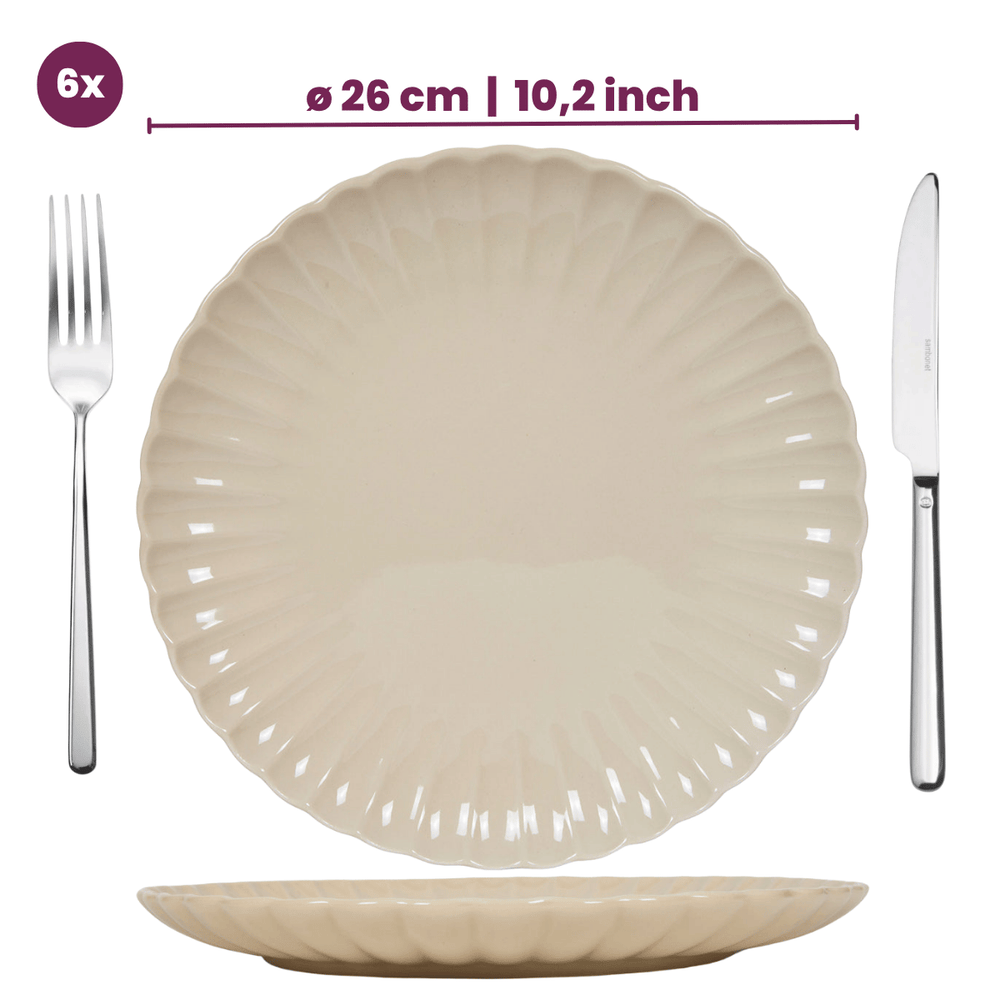 Cookinglife Dinerborden Cardida Beige ø 26 cm - 6 Stykker