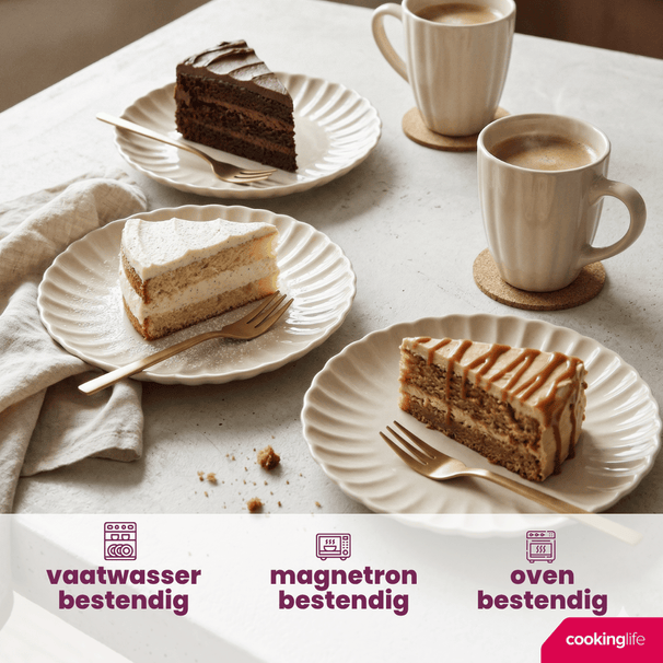 Cookinglife Morgenmadstallerkener / Desserttallerkener Cardida Beige ø 19.5 cm - 6 Styk