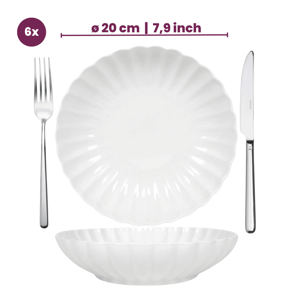 Cookinglife Dybe Tallerkener / Pastatallerkener Cardida Off White ø 20 cm - 6 Styk