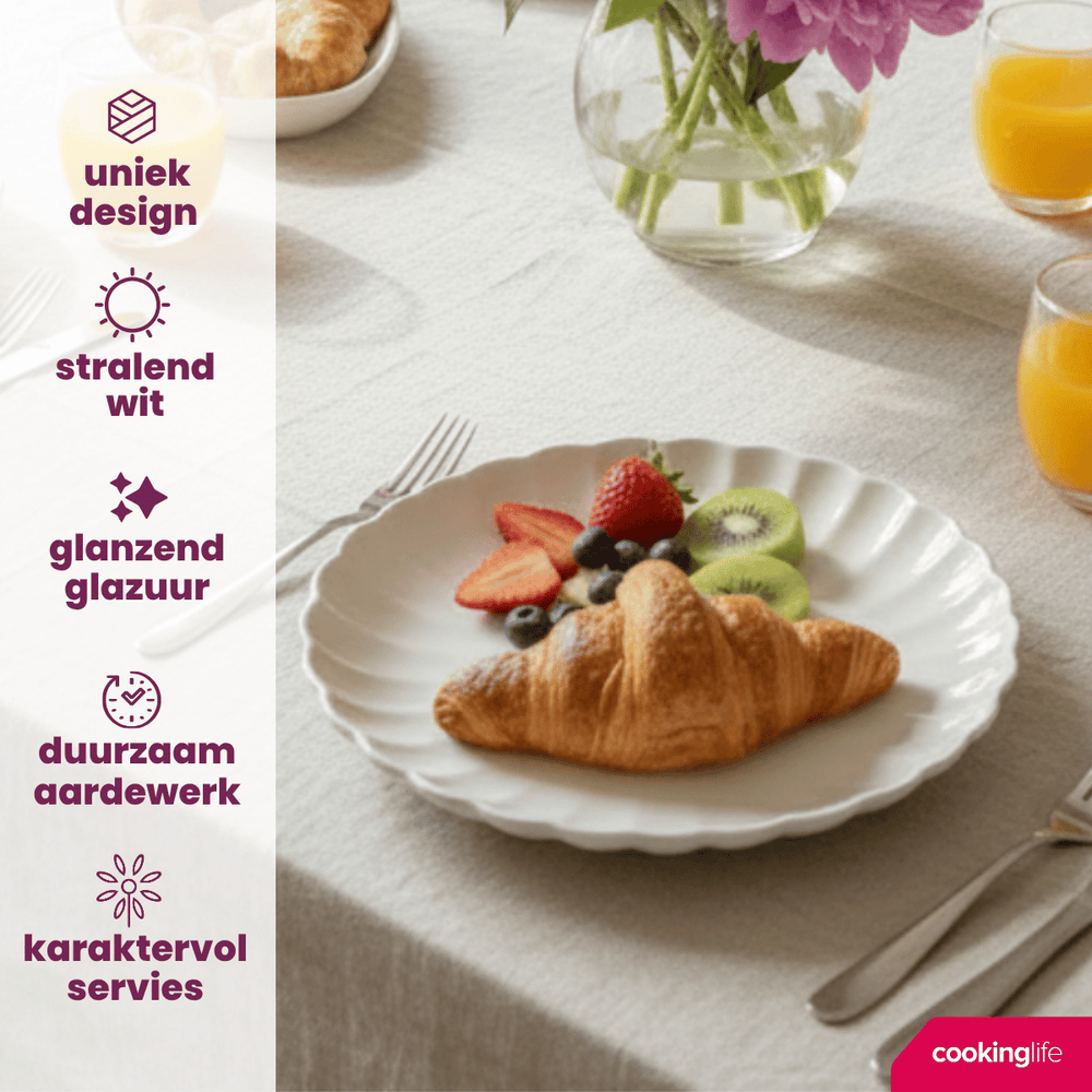 Cookinglife Morgenmadstallerkener / Desserttallerkener Cardida Off White ø 19.5 cm - 6 Styk