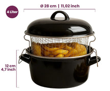Cookinglife Oliebollenpan - Frituurpan - Braadpan - Emaille - med mand - ø 24 cm / 4 Liter - emaljeret non-stick belægning