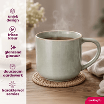 Cookinglife Koffiemokken Serene Green 330 ml - Stentøj - 4 stk.
