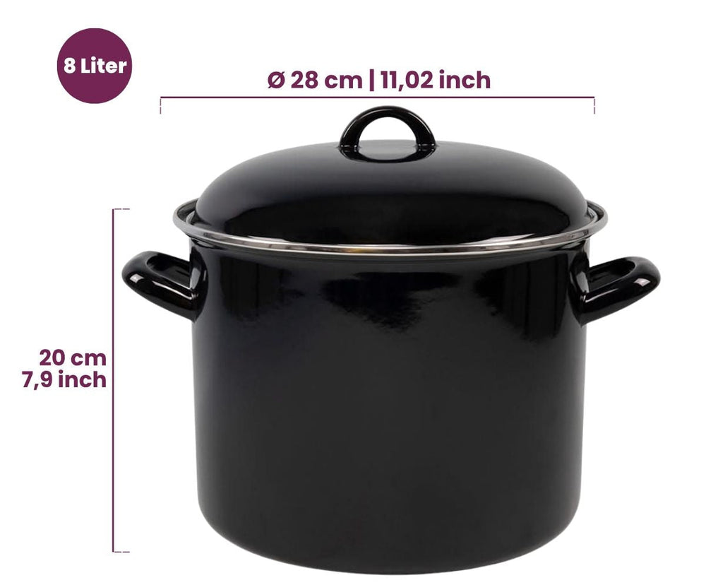 Cookinglife Soeppan - Emalje - Sort - ø 24 cm / 8 liter - emaljeret non-stick belægning