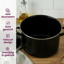 Cookinglife Soeppan - Emalje - Sort - ø 24 cm / 8 liter - emaljeret non-stick belægning