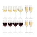 Cookinglife Wijnglazenset Solare 12-Delig - Røde wijnglas + Hvide wijnglas + Champagneglas