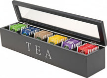 Cookinglife Theedoos - Theekist - Sort - 6 rum - 43 x 9 x 8.7 cm