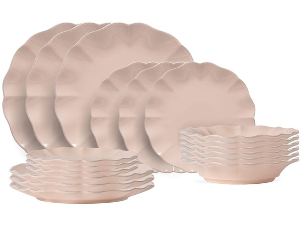 Costa Nova Serviesset Rosa Rosé Pink 18-delig / 6 personer - 6 middagstallerkener, 6 morgenmadstallerkener & 6 dybe tallerkener