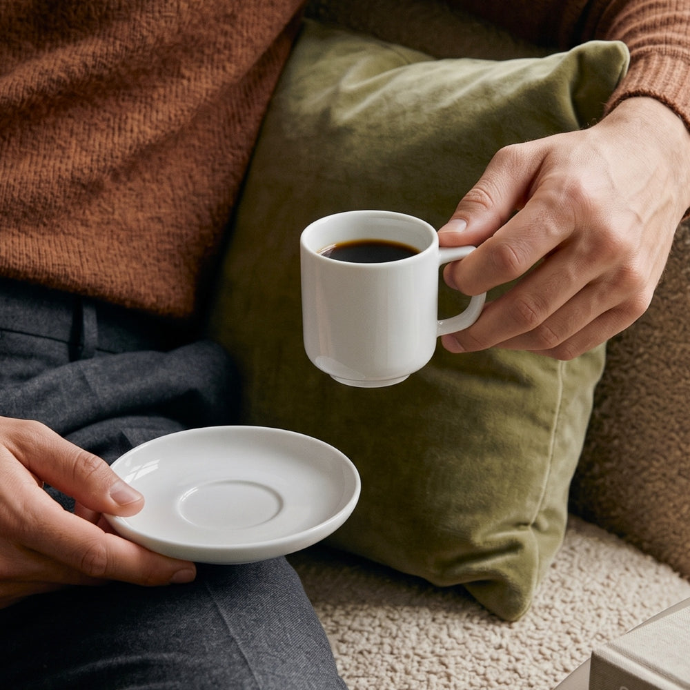 Cosy & Trendy Espressokopper med Underkopper Moon White 90 ml - 4 stk.
