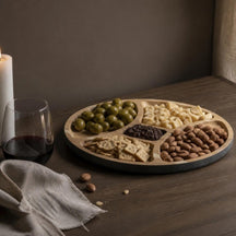 Cosy & Trendy Træ Serveringsbræt / Snackbræt med 4 Rum - Akacietræ - ø 29,5 cm