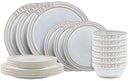Cosy & Trendy Serviesset Bistro Vintage White 18-delt / 6 personer - 6 middagstallerkener, 6 morgenmadstallerkener & 6 skåle